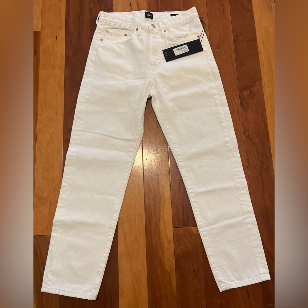 EDWIN (Anthropologie) White Straight Jeans Hana Straight Crop Size 26 NWT RET208